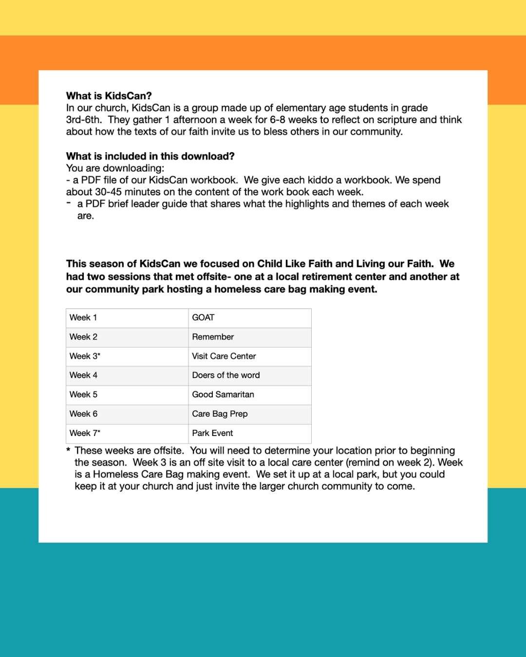 Kids Can Lesson Plans - 7 Week Faith & Action (1)