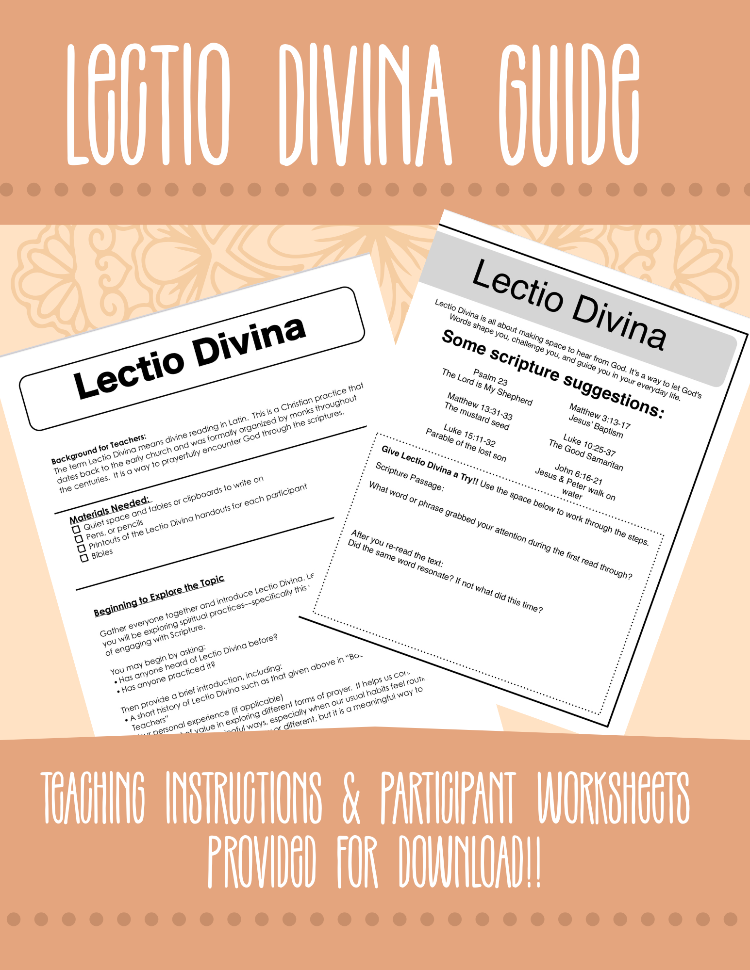 Lectio Divina Teaching Guide & Participant Worksheets
