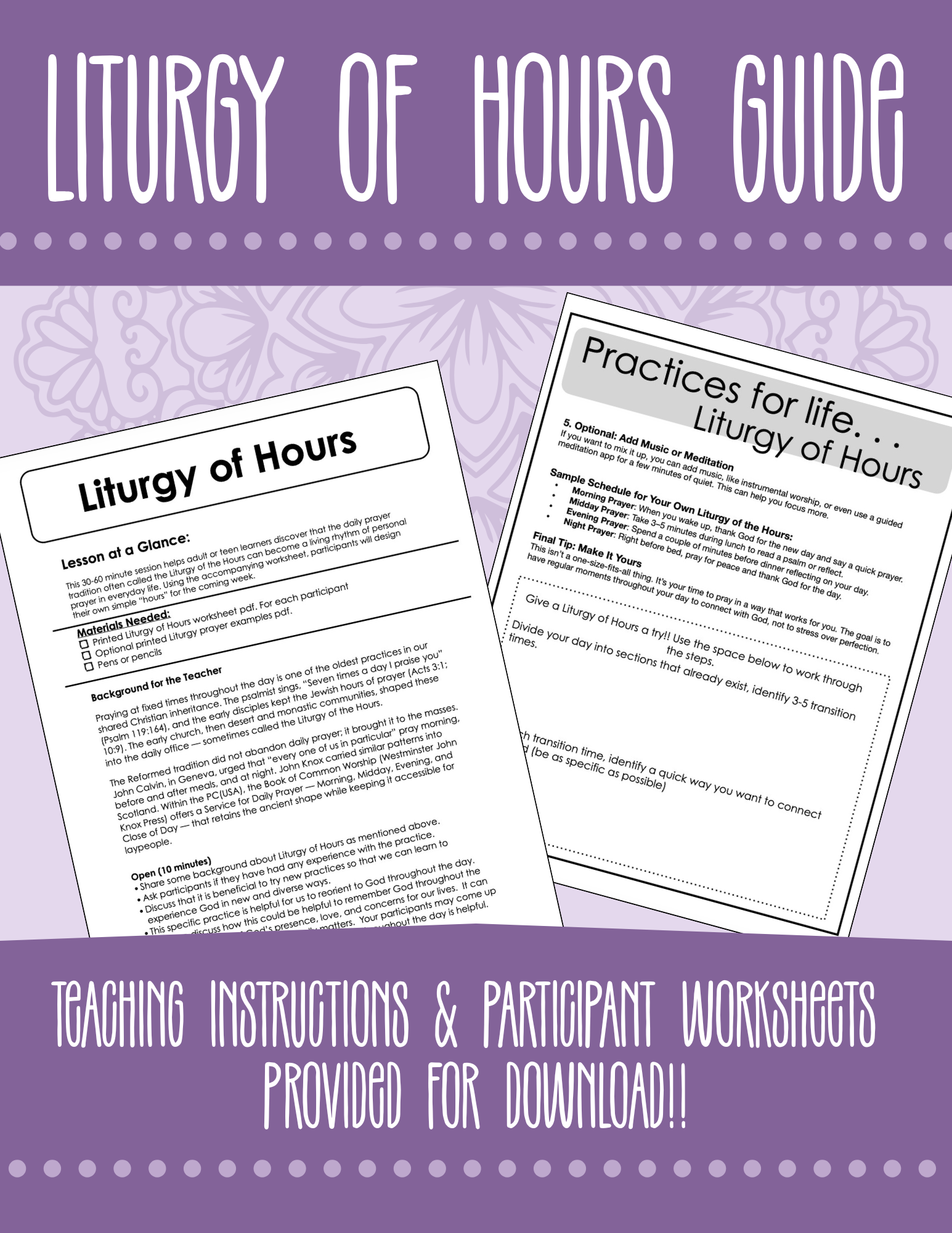Liturgy of Hours Teaching Guide & Participant Worksheets