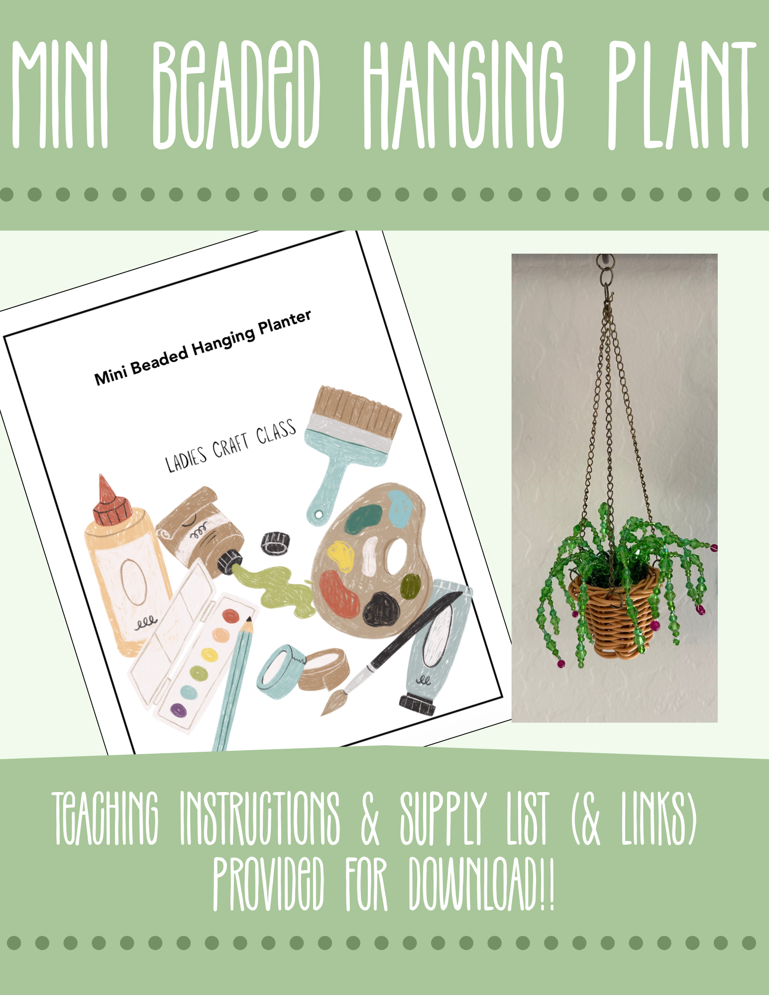 Mini Beaded Hanging Planter — Ladies Craft Class Kit (Instructor Guide + Supply List)
