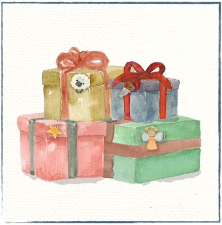 Four Gifts Watercolor Painitng