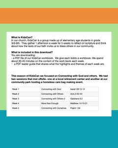 Kids Can Lesson Plans - 5 Week Faith & Action (2)
